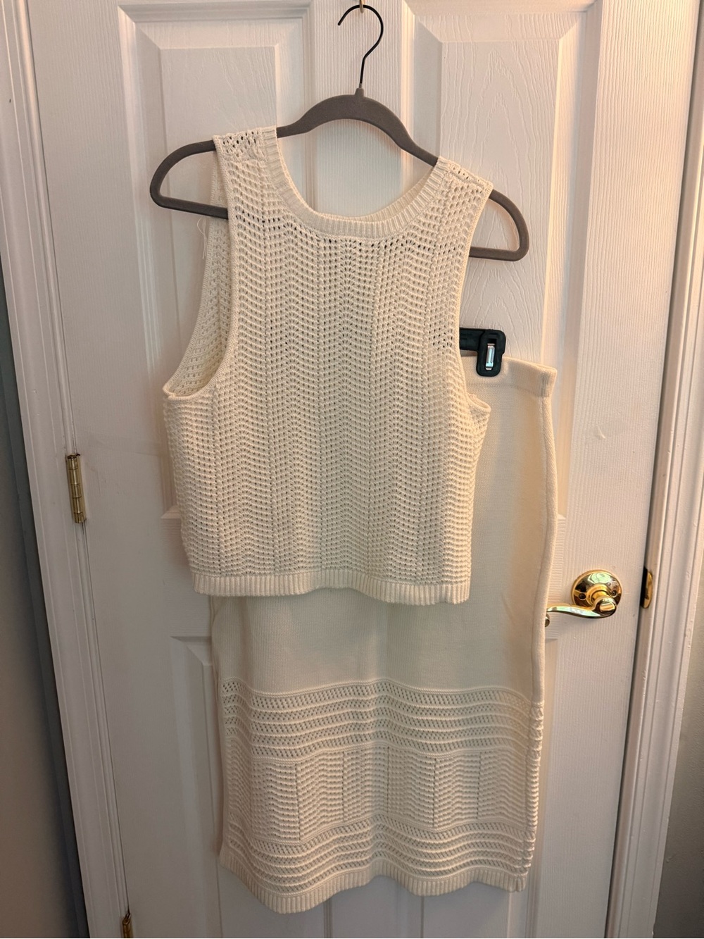 Rachel Zoe Ivory Knit Sleeveless Top & Skirt Set